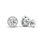 Aurora 1ct Round Diamond Studs Modern Bezel White Back