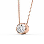 Averlyn 1ct Oval Diamond Necklace Modern Bezel Rose Side