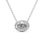 Averlyn 1ct Oval Diamond Necklace Modern Bezel White Front