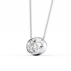 Averlyn 1ct Oval Diamond Necklace Modern Bezel White Side