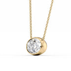 Averlyn 1ct Oval Diamond Necklace Modern Bezel Yellow Side