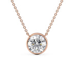 Averra 1ct Round Diamond Necklace Modern Bezel Rose Front