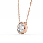 Averra 1ct Round Diamond Necklace Modern Bezel Rose Side