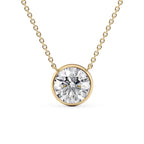 Averra 1ct Round Diamond Necklace Modern Bezel Yellow Front