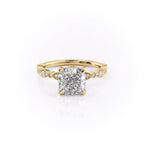 Calistra 1ct Cushion Diamond Ring Vintage Halo Charm Yellow Front