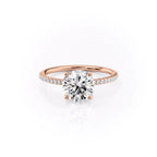 Celestia 1ct Round Diamond Ring Pave Elegance Rose Front