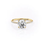 Celestia 1ct Round Diamond Ring Pave Elegance Yellow Front