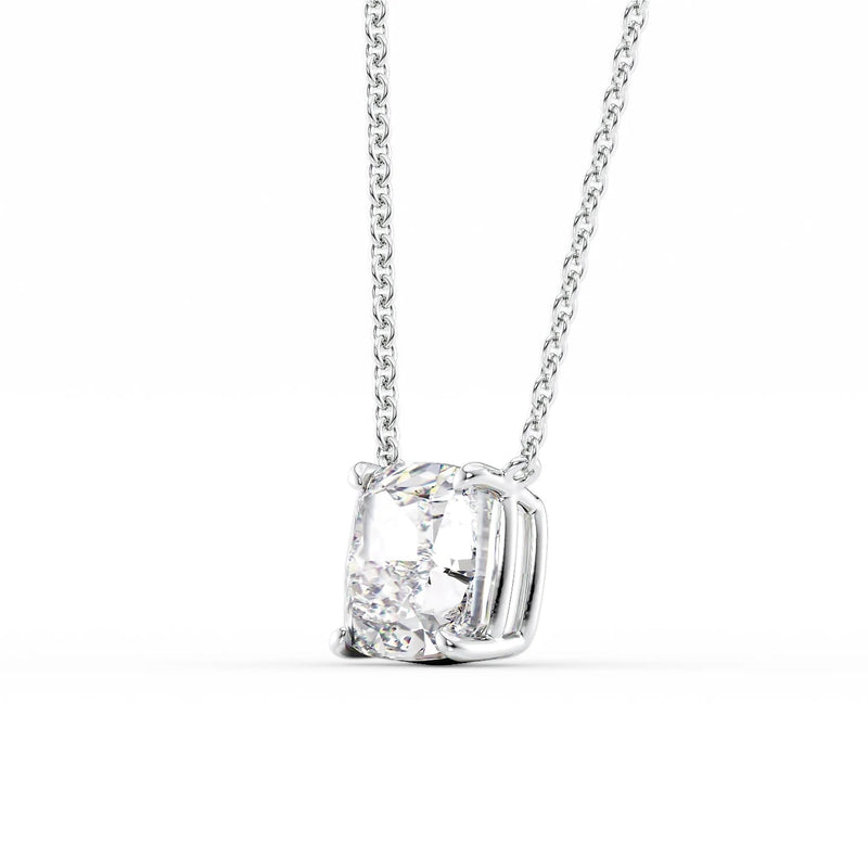 Cushara 1ct Cushion Diamond Necklace Classic Solitaire White Side
