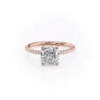 Cushira 1ct Cushion Diamond Ring Pave Light Rose Front