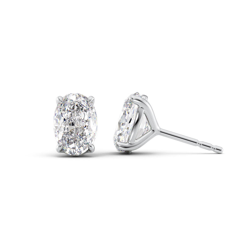 Elara 1ct Oval Diamond Studs Minimal Solitaire white Front