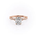 Elvoria 1ct Elongated Cushion Diamond Ring Vintage Glow Rose Front