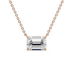 Emerelle 1ct Emerald Diamond Necklace Classic Solitaire Rose Front
