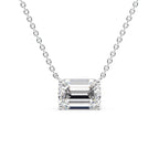 Emerelle 1ct Emerald Diamond Necklace Classic Solitaire White Front