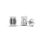Emerisse 1ct Emerald Diamond Studs Solitaire White Back