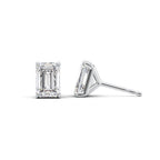 Emerisse 1ct Emerald Diamond Studs Solitaire White Front