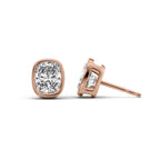 Lumera 1ct Elongated Cushion Diamond Studs Bezel Edition Rose Front
