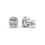 Lumera 1ct Elongated Cushion Diamond Studs Bezel Edition White Back