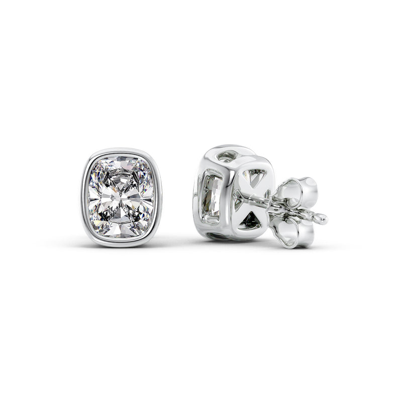 Lumera 1ct Elongated Cushion Diamond Studs Bezel Edition White Back