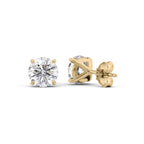 Lumina 1ct Round Diamond Studs Classic Solitaire Yellow Back