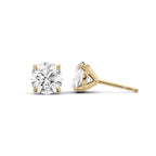 Lumina 1ct Round Diamond Studs Classic Solitaire Yellow front