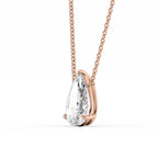 Lunara 1ct Pear Diamond Necklace Classic Solitaire Rose Side
