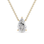 Lunara 1ct Pear Diamond Necklace Classic Solitaire Yellow Front