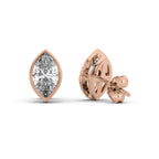 Marisel 1ct Marquise Diamond Studs Modern Bezel Rose Back