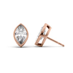 Marisel 1ct Marquise Diamond Studs Modern Bezel Rose Front