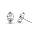 Marisel 1ct Marquise Diamond Studs Modern Bezel White Front
