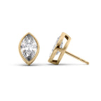 Marisel 1ct Marquise Diamond Studs Modern Bezel Yellow Front
