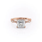 Pravina 1ct Princess Diamond Ring Vintage Regal Spark Rose Front