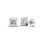 Prinvera 1ct Princess Diamond Studs Solitaire White Back