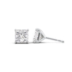 Prinvera 1ct Princess Diamond Studs Solitaire White Front