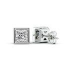 Priselle 1ct Princess Diamond Studs Modern Bezel White Back