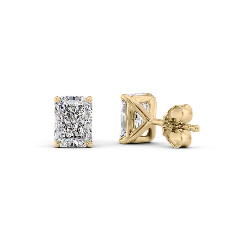 Radellia 1ct Radiant Diamond Studs Solitaire Back 