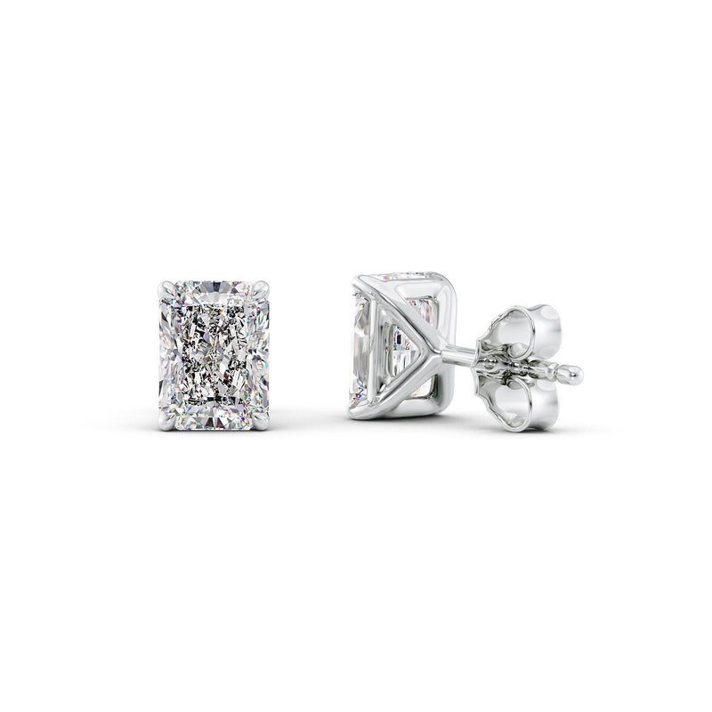 Radellia 1ct Radiant Diamond Studs Solitaire White Back
