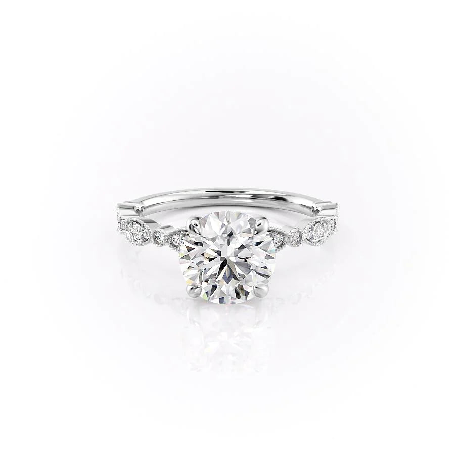 Ravella 1ct Round Diamond Ring Vintage Crown Elegance White Front