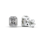 Ravica 1ct Radiant Diamond Studs Modern Bezel White Back