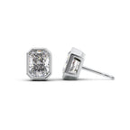 Ravica 1ct Radiant Diamond Studs Modern Bezel White Front