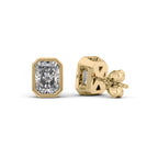 Ravica 1ct Radiant Diamond Studs Modern Bezel Yellow Back