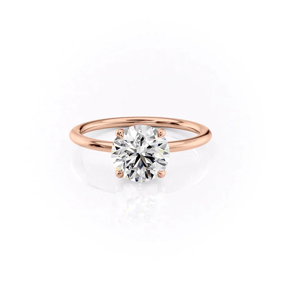 Solvera 1ct Round Diamond Ring Classic Solitaire Elegance Rose Front
