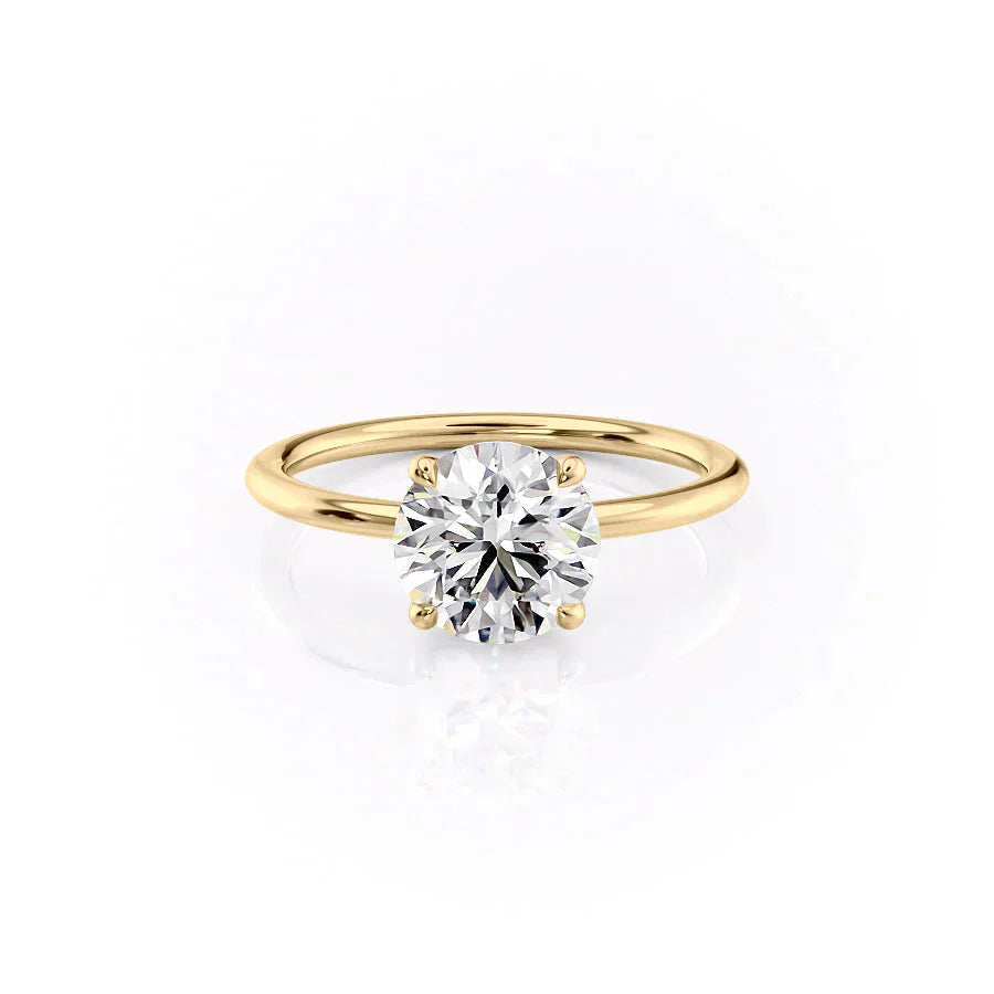 Solvera 1ct Round Diamond Ring Classic Solitaire Elegance Yellow Front