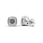 Velora 1ct Cushion Diamond Studs Modern Bezel White Back