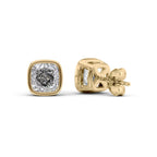 Velora 1ct Cushion Diamond Studs Modern Bezel Yellow Back