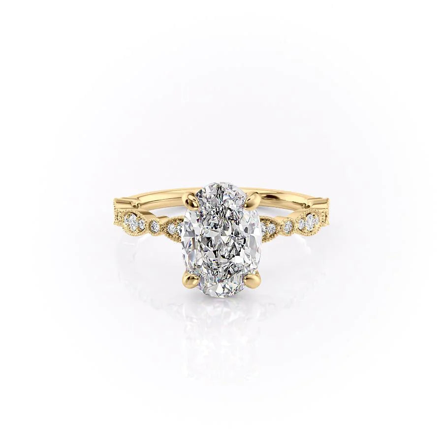 Verlina 1ct Oval Diamond Ring Vintage Halo Grace Yellow Front